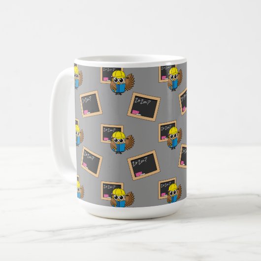 Niedlich School Student Owl Cartoon Kaffeetasse (Vorderseite Links)