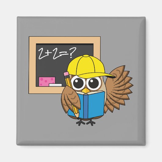 Niedlich School Student Owl Cartoon Magnet (Vorne)
