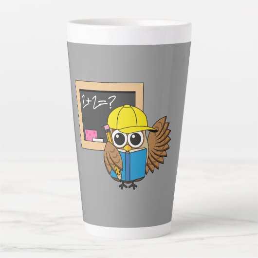 Niedlich School Student Owl Cartoon Milchtasse (Vorderseite)