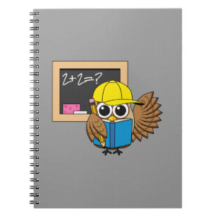 Niedlich School Student Owl Cartoon Notizblock