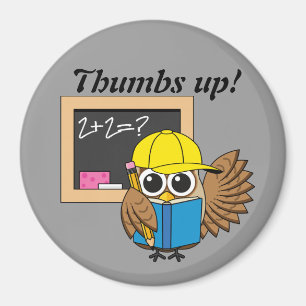 Niedlich School Student Owl Cartoon   Text hinzufü Magnet