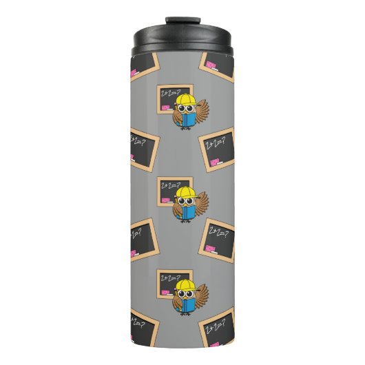 Niedlich School Student Owl Cartoon Thermosbecher (Vorderseite)