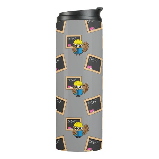 Niedlich School Student Owl Cartoon Thermosbecher (Nach links gedreht)