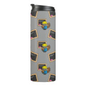 Niedlich School Student Owl Cartoon Thermosbecher (Nach rechts gedreht)