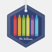 Niedlich School Teacher Crayon Personalisiert Weih Ornament Aus Glas (Vorderseite)