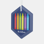 Niedlich School Teacher Crayon Personalisiert Weih Ornament Aus Glas (Vorderseite Links)