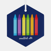 Niedlich School Teacher Crayon Personalisiert Weih Ornament Aus Glas (Rückseite)