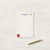 Niedlich School Teacher Name Apple Pencil Linken Post-it Klebezettel (Auf Schreibtisch)