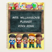 Niedlich School Watercolor Chalkboard Text Teacher Planer (Vorderseite)