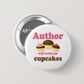 Niedlich schreibt für Kuchen-Autorn-Geschenk Button (Vorne & Hinten)