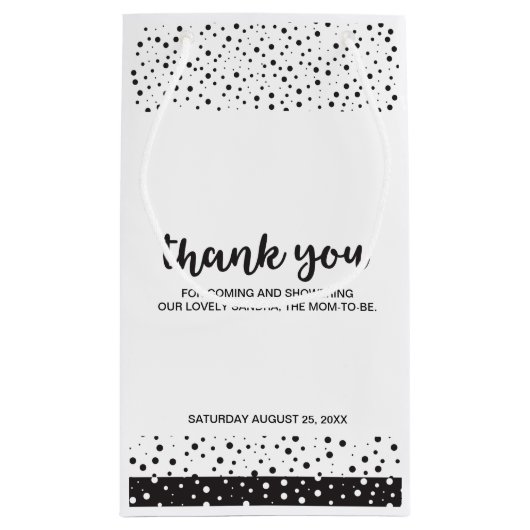 Niedlich, schwarz und weiß, Danke, Baby Dusche Kleine Geschenktüte (Rückseite)
