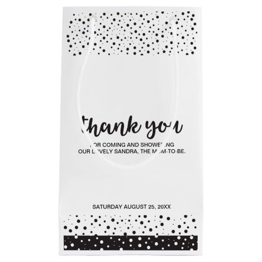 Niedlich, schwarz und weiß, Danke, Baby Dusche Kleine Geschenktüte (Vorderseite)