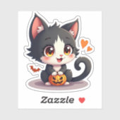 Niedlich Schwarz und Weiß Kitten - Spooky Sticker (Blatt)