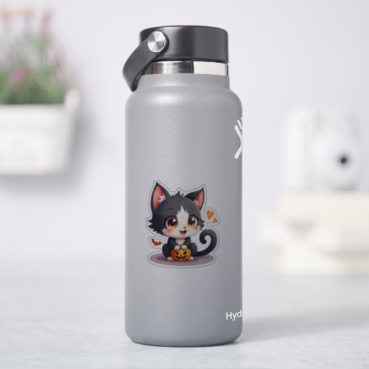 Niedlich Schwarz und Weiß Kitten - Spooky Sticker (HydroFlask)