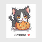Niedlich Schwarz und Weiß Kitten - Spooky Sticker (Blatt)