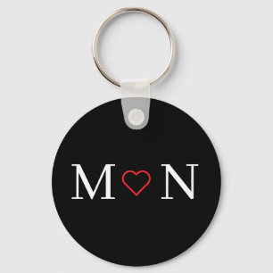 Niedlich Schwarz und Weiß Mit Monogramm Schlüsselanhänger
