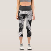 Niedlich Schwarz/Weiß Capri Leggings (Vorderseite)