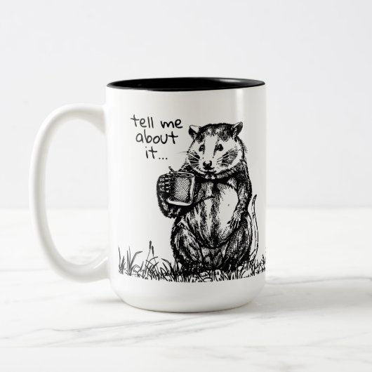 Niedlich Schwarz-Weiß-Friendly Opossum Sketch Tass Zweifarbige Tasse (Links)