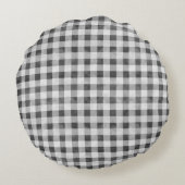 Niedlich Schwarz-Weiß-Gingham-Personalisiert-Monog Rundes Kissen (Rückseite)