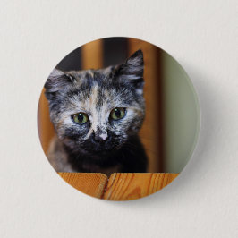 Niedlich Schwarz-Weiß-Kitten Button