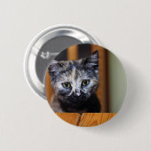 Niedlich Schwarz-Weiß-Kitten Button (Vorne & Hinten)