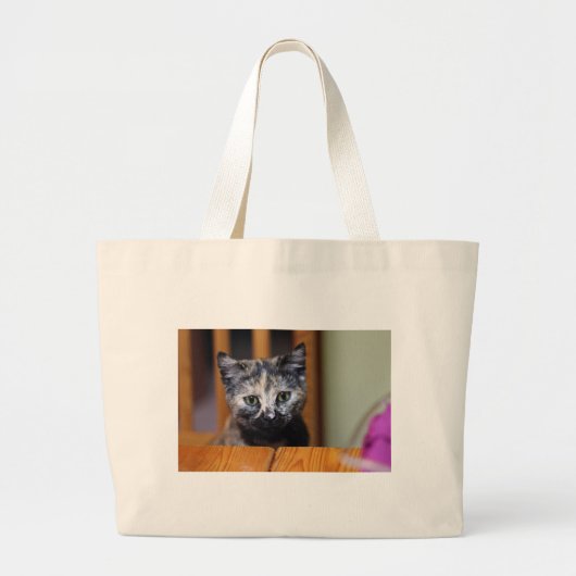 Niedlich Schwarz-Weiß-Kitten Jumbo Stoffbeutel (Vorne)