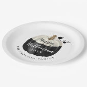 Niedlich Schwarz-Weiß-Kürbis Halloween 2022 Pappteller (Schrägansicht)