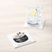 Niedlich Schwarz-Weiß-Kürbis Halloween 2022 Rechteckiger Pappuntersetzer (Vor Ort)