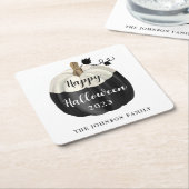 Niedlich Schwarz-Weiß-Kürbis Halloween 2022 Rechteckiger Pappuntersetzer (angewinkelt)