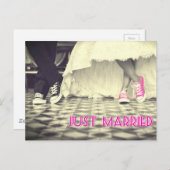 Niedlich Schwarz-weiß nur verheiratet Ankündigungspostkarte (Vorne/Hinten)