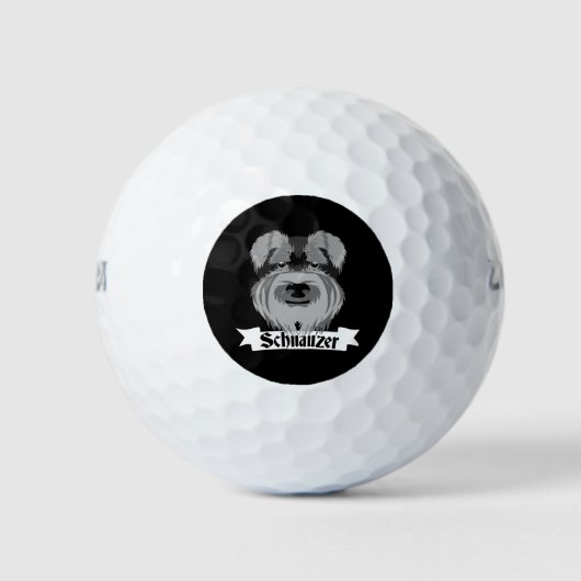 Niedlich Schwarz-Weiß-Schnauzer Golfball (Vorderseite)