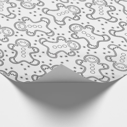 Niedlich Schwarz-Weiß-Weihnachtsgingerbrot Geschenkpapier (Ecke)