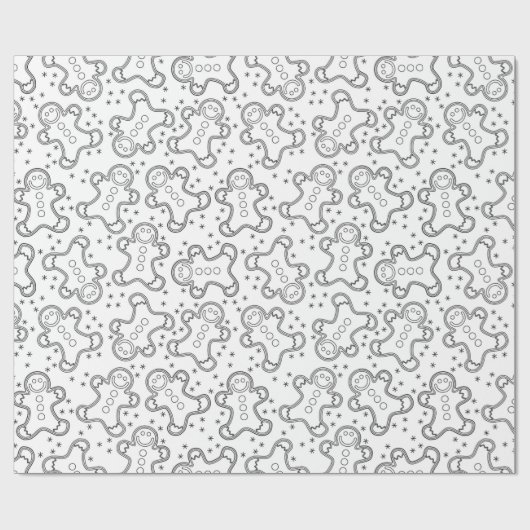 Niedlich Schwarz-Weiß-Weihnachtsgingerbrot Geschenkpapier (Flach)