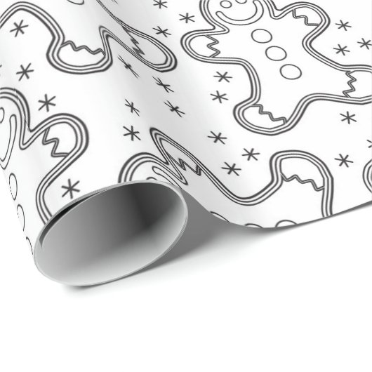 Niedlich Schwarz-Weiß-Weihnachtsgingerbrot Geschenkpapier (Rolleneckpunkt)