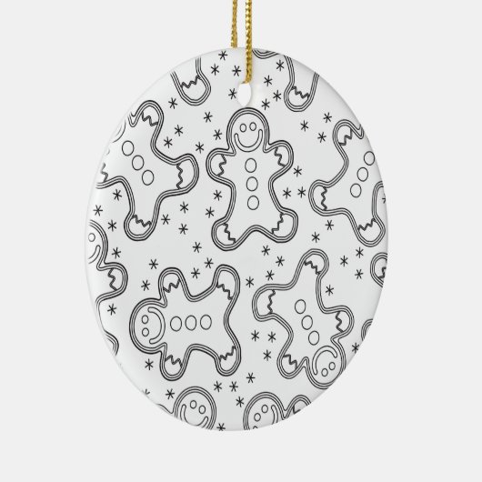 Niedlich Schwarz-Weiß-Weihnachtsgingerbrot Keramik Ornament (Rechts)