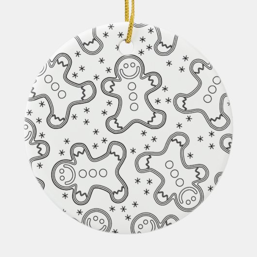 Niedlich Schwarz-Weiß-Weihnachtsgingerbrot Keramik Ornament (Vorne)