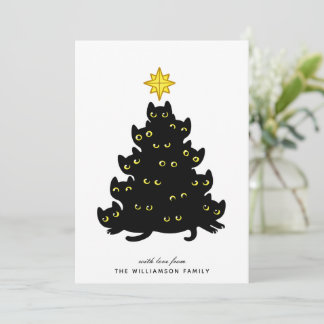 Niedlich Schwarze Katzen Frohe Weihnachtskarte Feiertagskarte