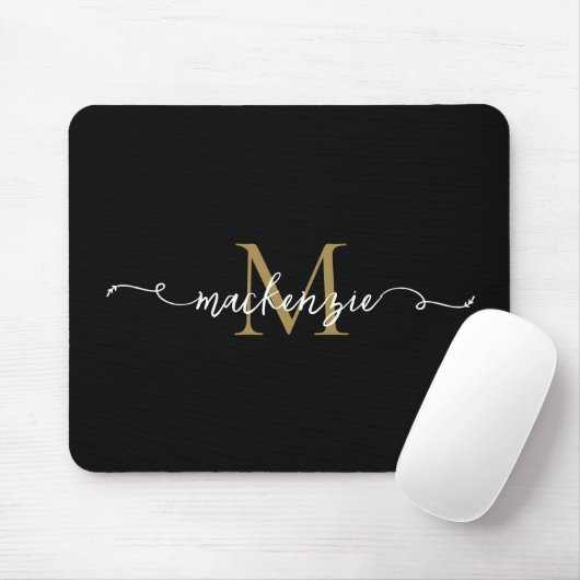 Niedlich-Schwarze-Script-Typografie Mousepad (Mit Mouse)