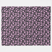 Niedlich Schwarzes Rosa Schönes Kirschblossom Fleecedecke (Vorderseite (Horizontal))