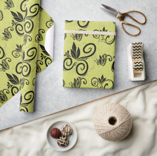 Niedlich Schwarzes, Vintages Muster Gelb Geschenkpapier