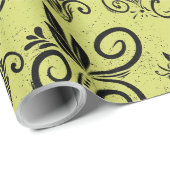 Niedlich Schwarzes, Vintages Muster Gelb Geschenkpapier (Rolleneckpunkt)