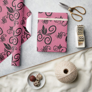 Niedlich Schwarzes, Vintages Muster Pink Geschenkpapier