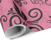 Niedlich Schwarzes, Vintages Muster Pink Geschenkpapier (Rolleneckpunkt)