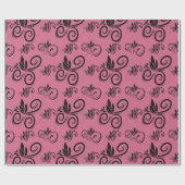 Niedlich Schwarzes, Vintages Muster Pink Geschenkpapier (Flach)