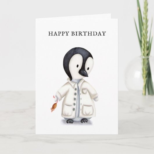 Niedlich Scientist Pinguin Mouse Birthday Karte (Vorderseite)