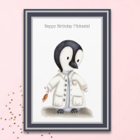 Niedlich Scientist Pinguin Personalisiert Geburtst