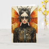 Niedlich Scifi Bug Lady Jedes Anlasses Karte (Gelbe Blume)