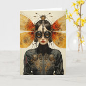 Niedlich Scifi Bug Lady Jedes Anlasses Karte (Gelbe Blume)