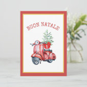 Niedlich Scooter Buon Natale Holiday Gruß Dankeskarte (Stehend Vorderseite)
