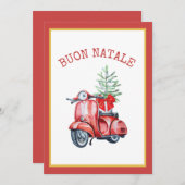 Niedlich Scooter Buon Natale Holiday Gruß Dankeskarte (Vorne/Hinten)